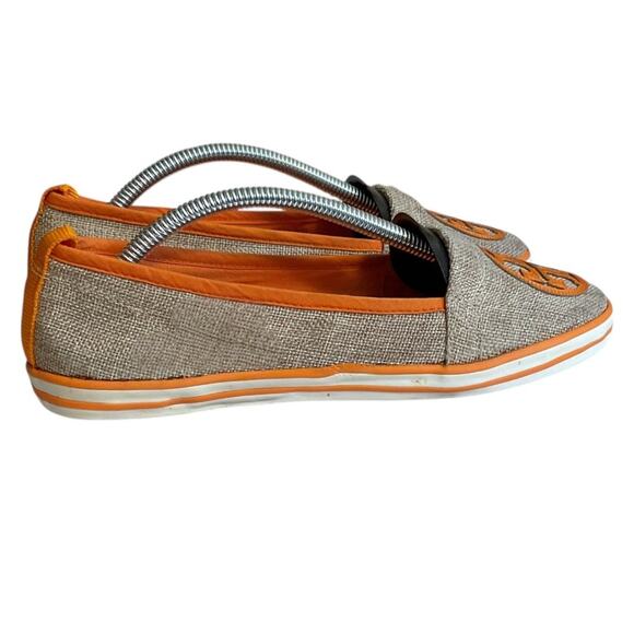 Tory Burch Linen Orange Logo Espadrille Flats Women's Slip On Comfort Shoes 7M - Picture 2 of 9